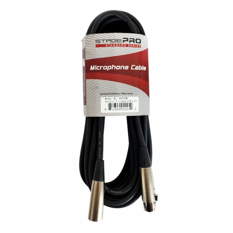 CABLE MICRÓFONO 6 MTS XLR MACHO/HEMBRA STAGEPRO SPG20ML